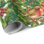 Vintage Kerstmis Holly Faux Gold Pattern Cadeaupapier (Rol Hoek)