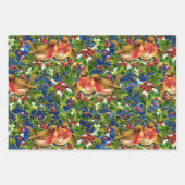 Vintage Kerstmis Holly Faux Gold Pattern Inpakpapier Vel (Voorkant 2)