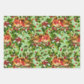 Vintage Kerstmis Holly Faux Gold Pattern Inpakpapier Vel (Voorkant 3)