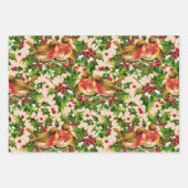 Vintage Kerstmis Holly Faux Gold Pattern Inpakpapier Vel (Voorkant 2)