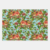 Vintage Kerstmis Holly Faux Gold Pattern Inpakpapier Vel (Voorkant 2)