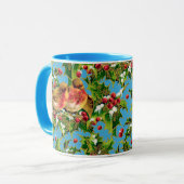 Vintage Kerstmis Holly Faux Gold Pattern Mok (Voorkant links)