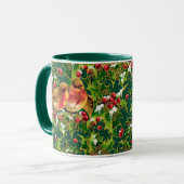 Vintage Kerstmis Holly Faux Gold Pattern Mok (Voorkant links)