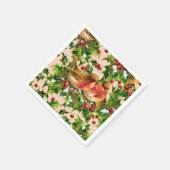 Vintage Kerstmis Holly Faux Gold Pattern Servet (Hoek)