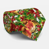 Vintage Kerstmis Holly Faux Gold Pattern Stropdas (Opgerold)