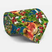 Vintage Kerstmis Holly Faux Gold Pattern Stropdas (Opgerold)