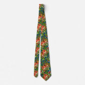 Vintage Kerstmis Holly Faux Gold Pattern Stropdas (Achterkant)
