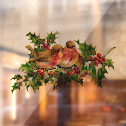 Vintage Kerstmis Holly Faux Gold Raamsticker (Vel 2)
