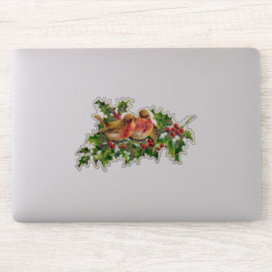 Vintage Kerstmis Holly Faux Gold Sticker