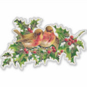Vintage Kerstmis Holly Faux Gold Sticker (Voorkant)