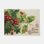 Vintage Kerstmis holly Holiday doormat Deurmat (Voorkant)