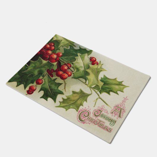 Vintage Kerstmis holly Holiday doormat Deurmat (Schuin)