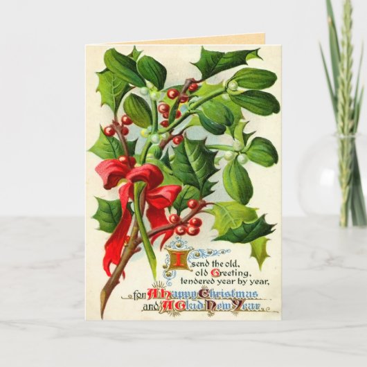Vintage Kerstmis Holly Kaarten (Voorkant)