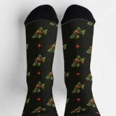 Vintage Kerstmis Holly Leaves en Stars Pattern Sokken (Top)