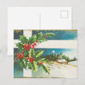 Vintage Kerstmis Holly Mistletoe Holiday Briefkaart (Voorkant / Achterkant)