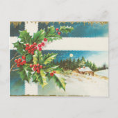 Vintage Kerstmis Holly Mistletoe Holiday Briefkaart (Voorkant)