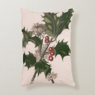 Vintage Kerstmis, Holly Plant met rode bessen Accent Kussen