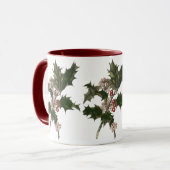 Vintage Kerstmis, Holly Plant met rode bessen Mok (Voorkant links)