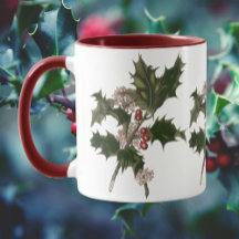 Vintage Kerstmis, Holly Plant met rode bessen
