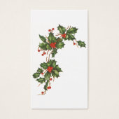 Vintage Kerstmis, Holly Plant met rode bessen Visitekaartje (Voorkant)