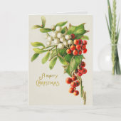 Vintage Kerstmis Holly printkaart Kaart (Voorkant)