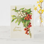 Vintage Kerstmis Holly printkaart Kaart (Gele Bloem)