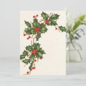 Vintage Kerstmis, Holly Red Berries Kaart (Staand voorkant)