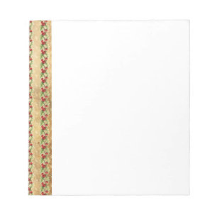 Vintage Kerstmis Holly Stripes Notitieblok