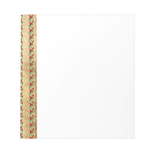 Vintage Kerstmis Holly Stripes Notitieblok (Voorkant)
