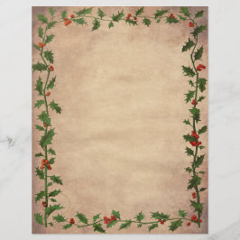 Vintage Kerstmis Holly Unlining Paper