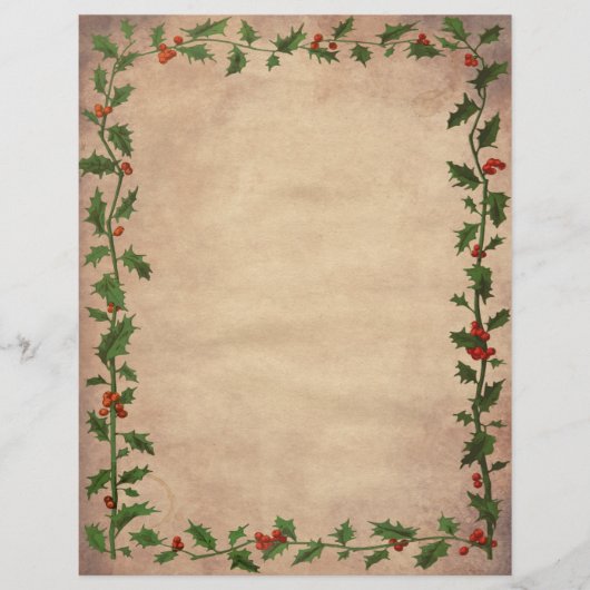 Vintage Kerstmis Holly Unlining Paper (Voorkant)