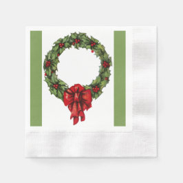 Vintage Kerstmis Holly Wreath en Berries Green Servet