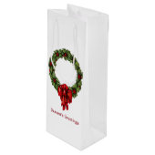 Vintage Kerstmis Holly Wreath en Berries Wijn Cadeautas (Voorkant Gekanteld)