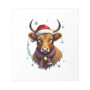 Vintage Kerstmis Hoogland Koe Santa Hoed Kleurig Notitieblok