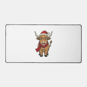 Vintage Kerstmis Hoogland Koe Santa Hoed Vector_1 Bureaumat