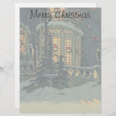 Vintage Kerstmis, Huis met wierpaden in Windows (Voorkant / Achterkant)