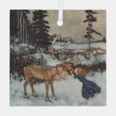 Vintage Kerstmis illustratie, de Sneeuwkoningin Glas Ornament (Achterkant)