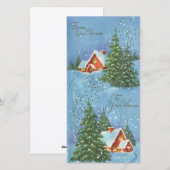 Vintage Kerstmis in huis Feestdagenkaart (Voorkant / Achterkant)