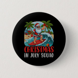 Vintage Kerstmis in juli Kerstman Hawaiaans surfen Ronde Button 5,7 Cm