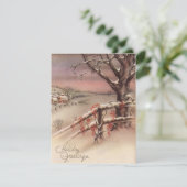 Vintage Kerstmis in sneeuw Feestdagenkaart (Staand voorkant)