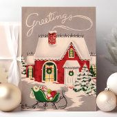 Vintage Kerstmis in sneeuwgroeten Feestdagen Kaart