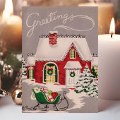 Vintage Kerstmis in sneeuwgroeten Feestdagen Kaart