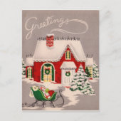 Vintage Kerstmis in sneeuwgroeten Feestdagenkaart (Voorkant)