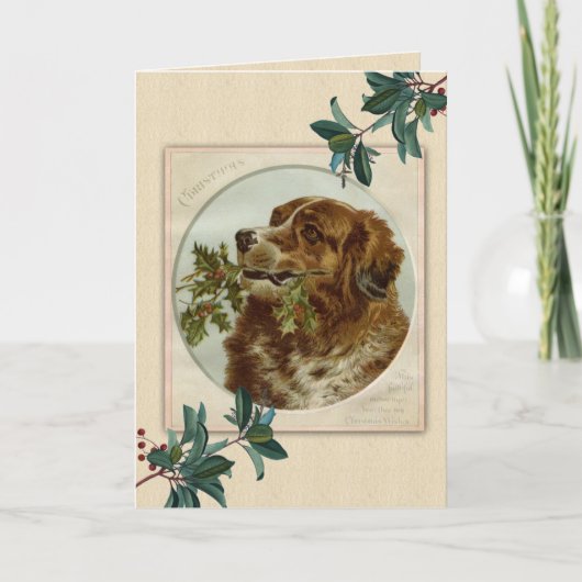 Vintage Kerstmis Irish Setter Dog Feestdagen Kaart (Voorkant)
