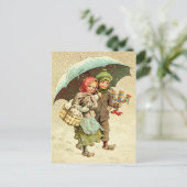 Vintage Kerstmis Jenny Nyström Zweeds Feestdagenkaart (Staand voorkant)