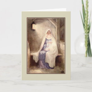 Vintage Kerstmis Jesus en Mary Feestdagen Kaart