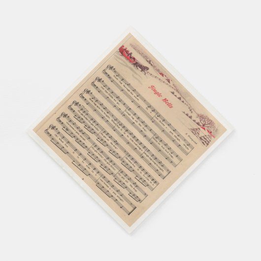 Vintage Kerstmis, Jingle Bells, Bladmuziek, Servetten (Hoek)