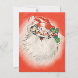 Vintage Kerstmis, Jolly Retro 50s Santa Claus Feestdagenkaart