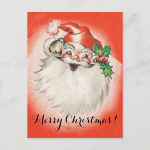 Vintage Kerstmis, Jolly Retro 50s Santa Claus Feestdagenkaart