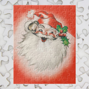 Vintage Kerstmis, Jolly Retro 50s Santa Claus Legpuzzel
